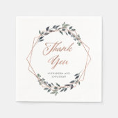 Serviette En Papier Geo vert | Mariage or Rose (Devant)