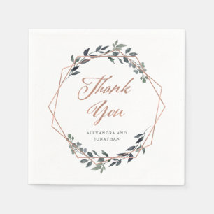 Serviette En Papier Geo vert   Mariage or Rose