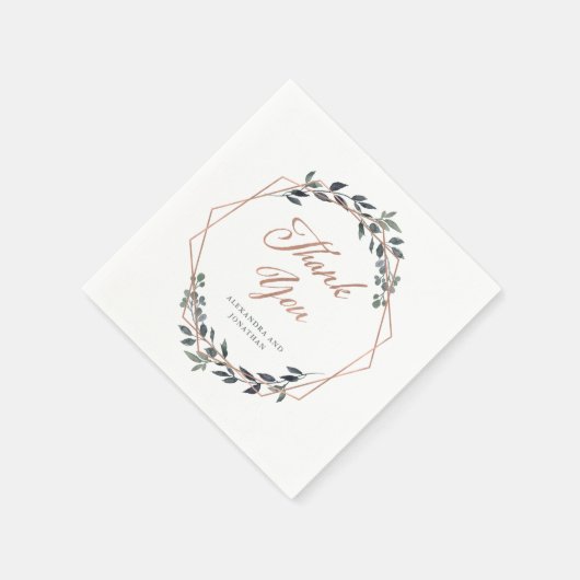 Serviette En Papier Geo vert | Mariage or Rose (Coin)
