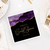 Serviette En Papier Géode Agate Chic Fête des mariées Or Purple