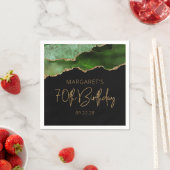 Serviette En Papier Géode Agate Chic Vert Or 70e anniversaire (En situation)