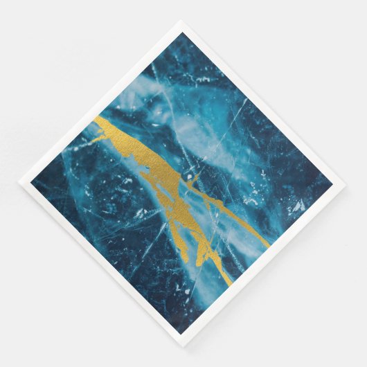 Serviette En Papier Géode Agate Gemstone Blue et Gold (Coin)