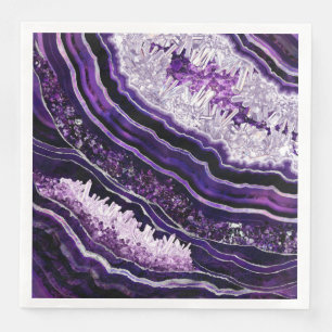 Serviette En Papier Géode Améthyste Violet et Art numérique Argent