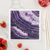 Serviette En Papier Géode Améthyste Violet et Art numérique Argent (En situation)
