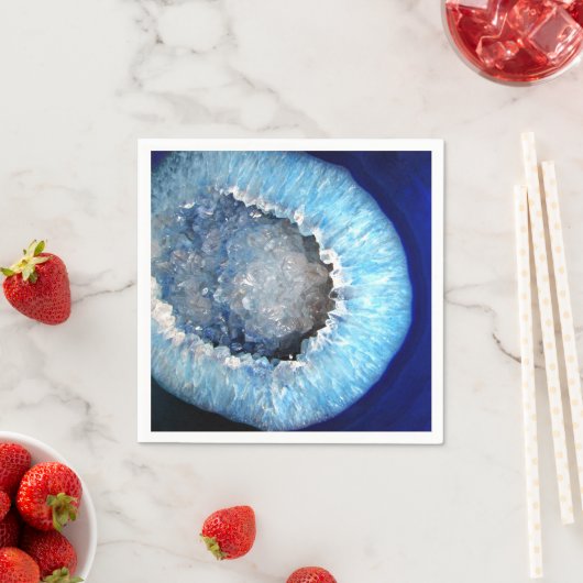 Serviette En Papier Géode cristal bleu tombé (En situation)