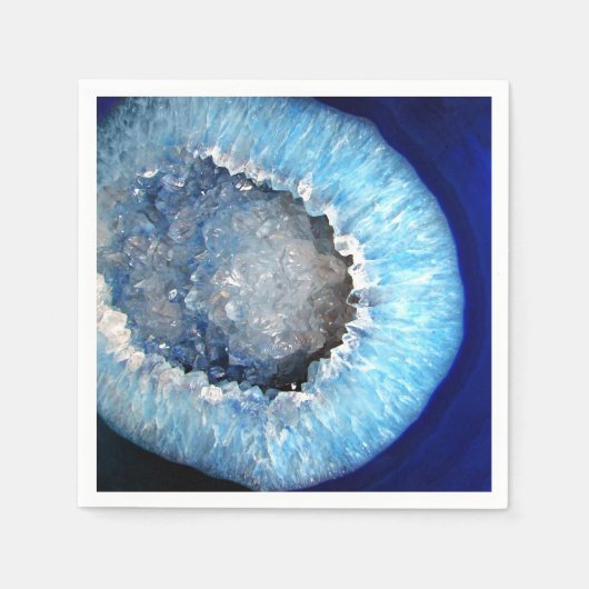 Serviette En Papier Géode cristal bleu tombé (Devant)