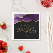 Serviette En Papier Géode d'agate chic violet or 90e anniversaire (En situation)