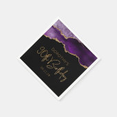Serviette En Papier Géode d'agate chic violet or 90e anniversaire (Coin)