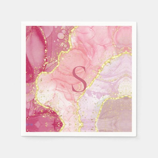 Serviette En Papier Géode de marbre de Parties scintillant en or rose (Devant)