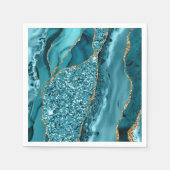 Serviette En Papier Géode dorée en marbre bleu turquoise Parties scint (Devant)
