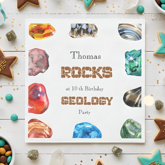 Serviette En Papier Géologie fête d'anniversaire roche gemstone