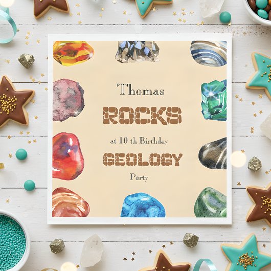 Serviette En Papier Géologie fête d'anniversaire roche gemstone