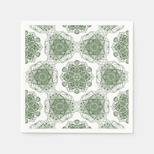 Serviette En Papier Géométrie du mandala vert (Devant)