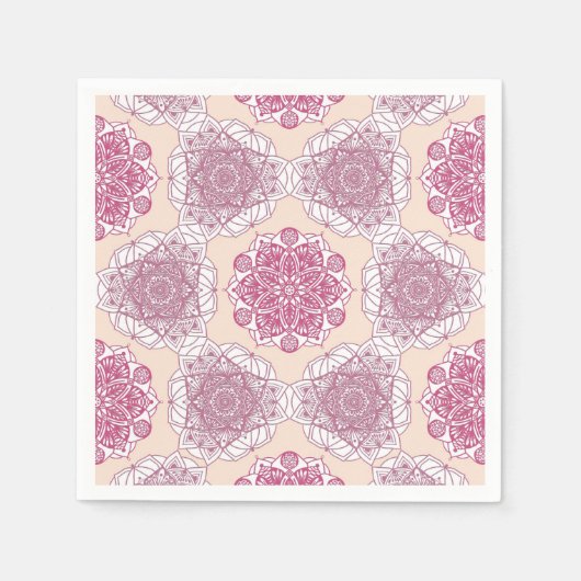 Serviette En Papier Géométrie mandala rose (Devant)