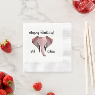 Serviette En Papier Géométrie Tête d'éléphant Anniversaire Âge et nom