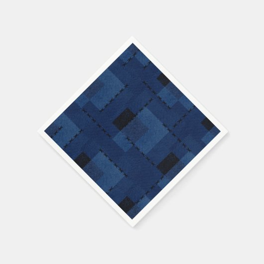 Serviette En Papier Géométrique à texture bleu foncé (Coin)