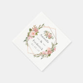 Serviette En Papier Géométrique Blush et Rose or Mariage Floral (Coin)
