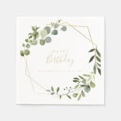 Serviette En Papier Géométrique Gold Green Calligraphie fête d'anniver (Devant)