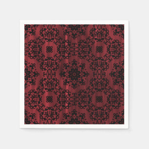 Serviette En Papier Géométrique grunge gothique rouge foncé et noir