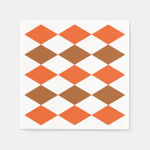 Serviette En Papier Géométrique Orange Vert Diamant Fête Géométrique