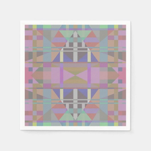 Serviette En Papier Géométrique vert violet rose (Devant)