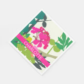 Serviette En Papier Geraniums en fleurs roses chaudes fleuriste Nom pe (Coin)