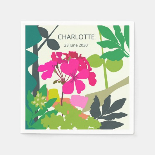 Serviette En Papier Geraniums fleuris Garden Party (Devant)