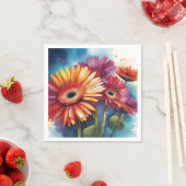 Serviette En Papier Gerbera Daisies Fleurs colorées (En situation)