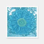 Serviette En Papier Gerbera Daisy Block Imprimer - bleu marine (Devant)