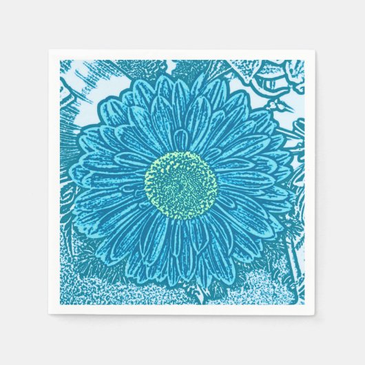 Serviette En Papier Gerbera Daisy Block Imprimer - bleu marine (Devant)