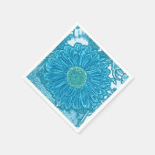 Serviette En Papier Gerbera Daisy Block Imprimer - bleu marine (Coin)