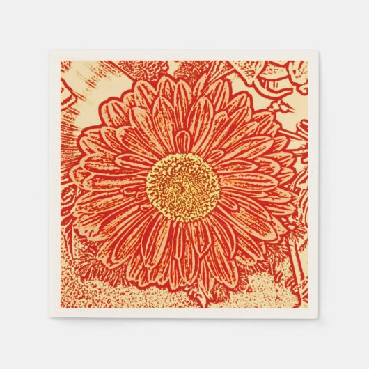 Serviette En Papier Gerbera Daisy Block Imprimer - safran orange (Devant)