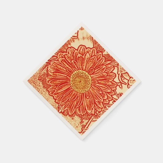 Serviette En Papier Gerbera Daisy Block Imprimer - safran orange (Coin)