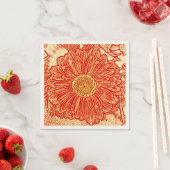 Serviette En Papier Gerbera Daisy Block Imprimer - safran orange (En situation)