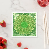 Serviette En Papier Gerbera Daisy Block Imprimer - vert citron (En situation)