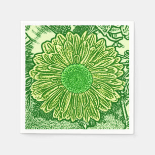 Serviette En Papier Gerbera Daisy Block Imprimer - vert citron