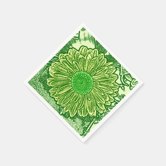 Serviette En Papier Gerbera Daisy Block Imprimer - vert citron (Coin)