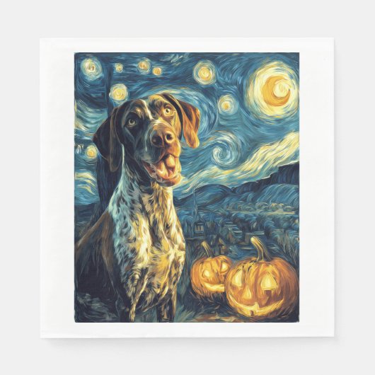 Serviette En Papier German Shorthaired Pointer 2 Chien Mignon Hallowee (Devant)