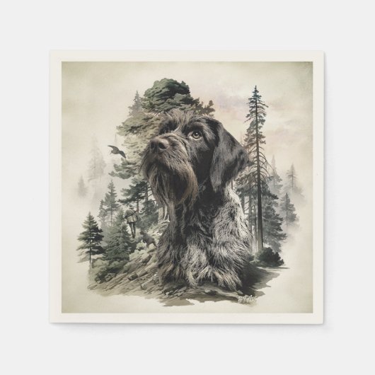 Serviette En Papier German Wirehaired Pointer (Devant)