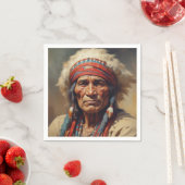 Serviette En Papier Geronimo Portrait du chef guerrier indien (En situation)