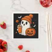 Serviette En Papier Ghost d'Halloween mignonne avec Citrouille et boir (En situation)
