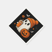 Serviette En Papier Ghost d'Halloween mignonne avec Citrouille et boir (Coin)