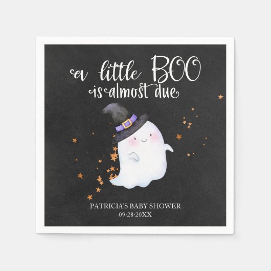 Serviette En Papier Ghost Halloween Little Boo Girl Baby shower (Devant)