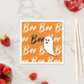 Serviette En Papier Ghost Halloween noir blanc orange boite (En situation)