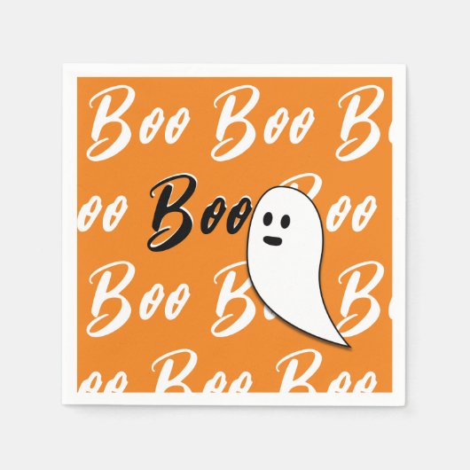 Serviette En Papier Ghost Halloween noir blanc orange boite (Devant)