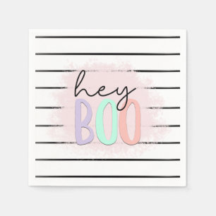 Serviette En Papier Ghost Hey Boo Pastel Pink Halloween Anniversaire