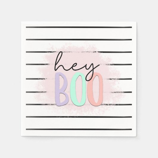 Serviette En Papier Ghost Hey Boo Pastel Pink Halloween Anniversaire (Devant)
