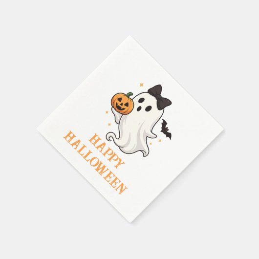 Serviette En Papier Ghost mignon avec Bow et Citrouille | Halloween (Coin)