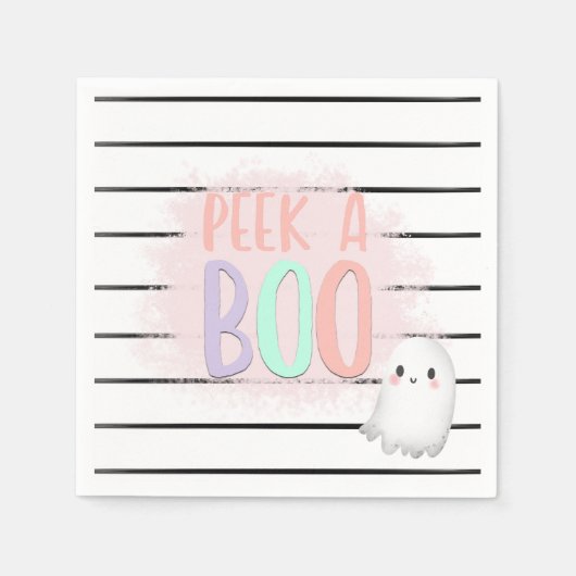 Serviette En Papier Ghost Peek A Boo Pastel Pink Halloween Anniversair (Devant)
