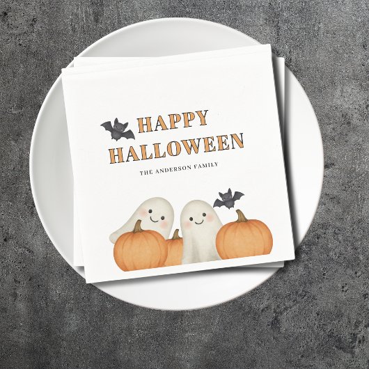 Serviette En Papier Ghost Pumpkin Personalized Halloween Party